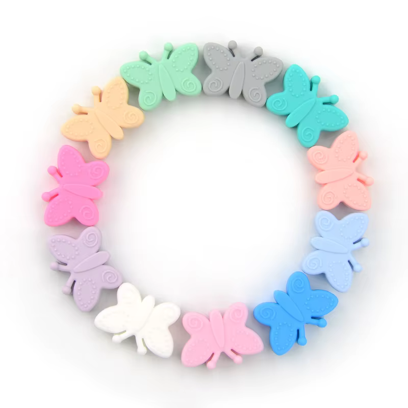 Collar dentición de silicona mariposa sin BPA para bebé - imagen 2