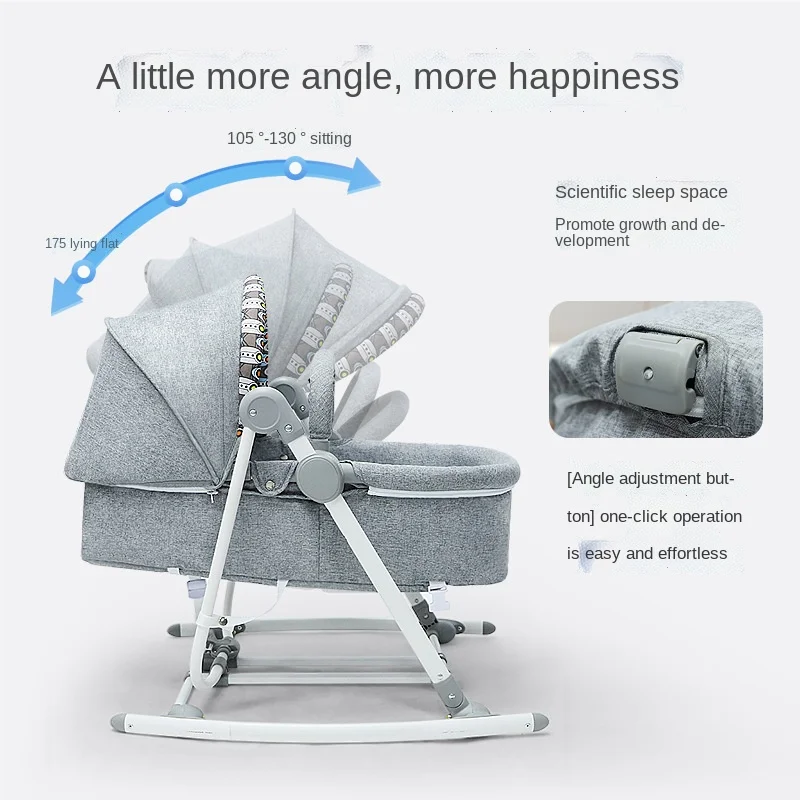 LazyChild Cuna 4 en 1 con mecedora convertible para bebé