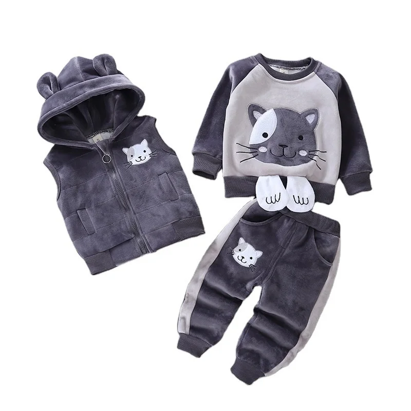 Conjunto invierno bebé: chaleco con capucha y pantalones – Algodón suave para niño