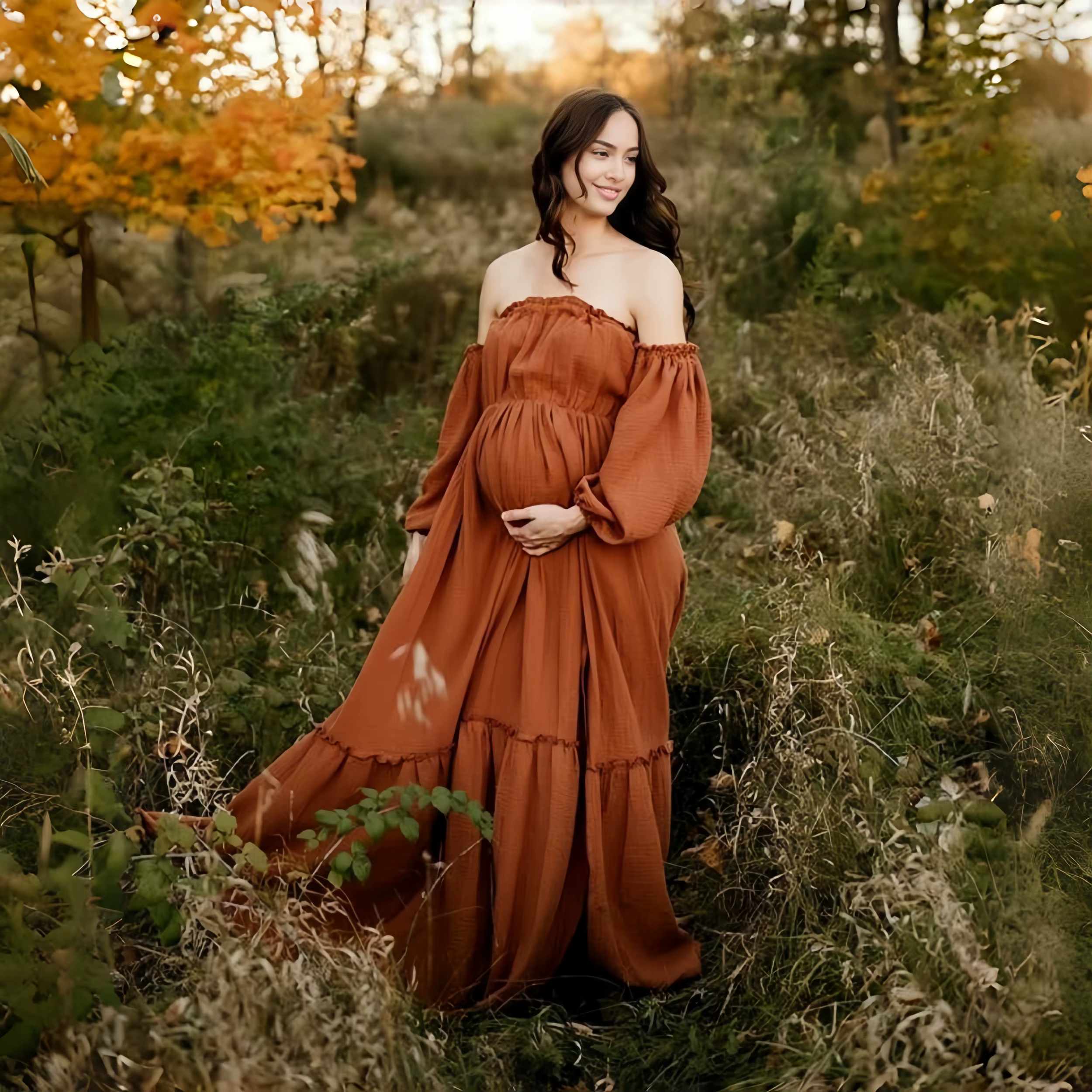 Combinación del vestido con accesorios para foto