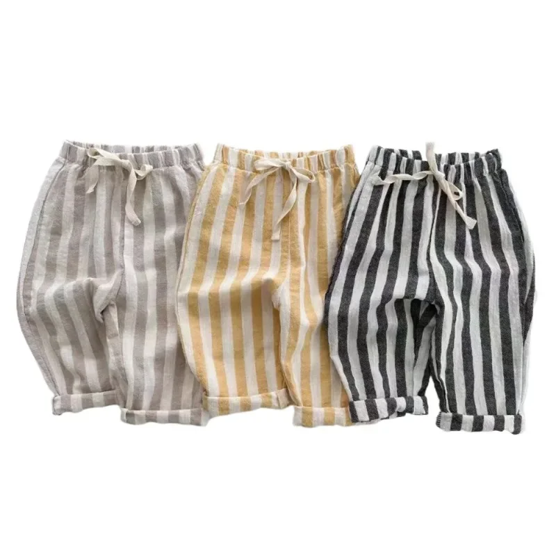 Pantalones de bebé a rayas sueltos para primavera y verano - imagen 5