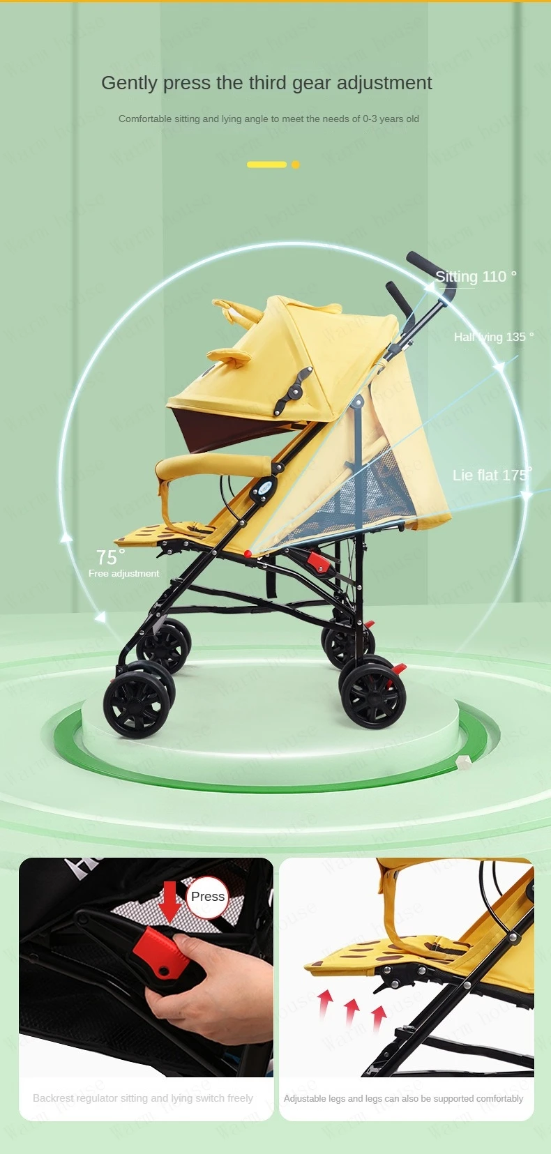 Carrito plegado ocupando poco espacio
