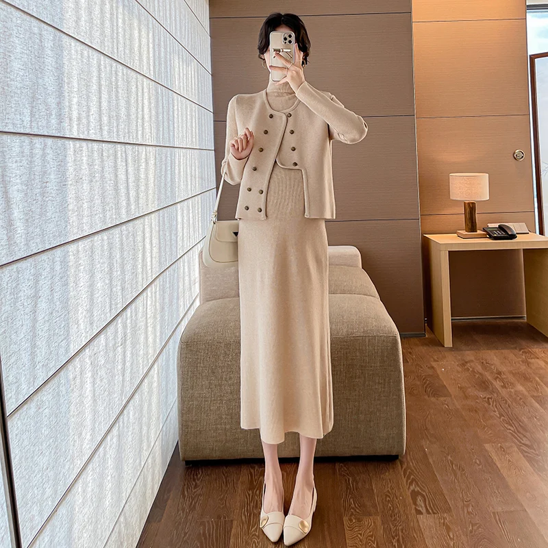 Conjunto premamá suéter y vestido de punto para otoño e invierno - imagen 2