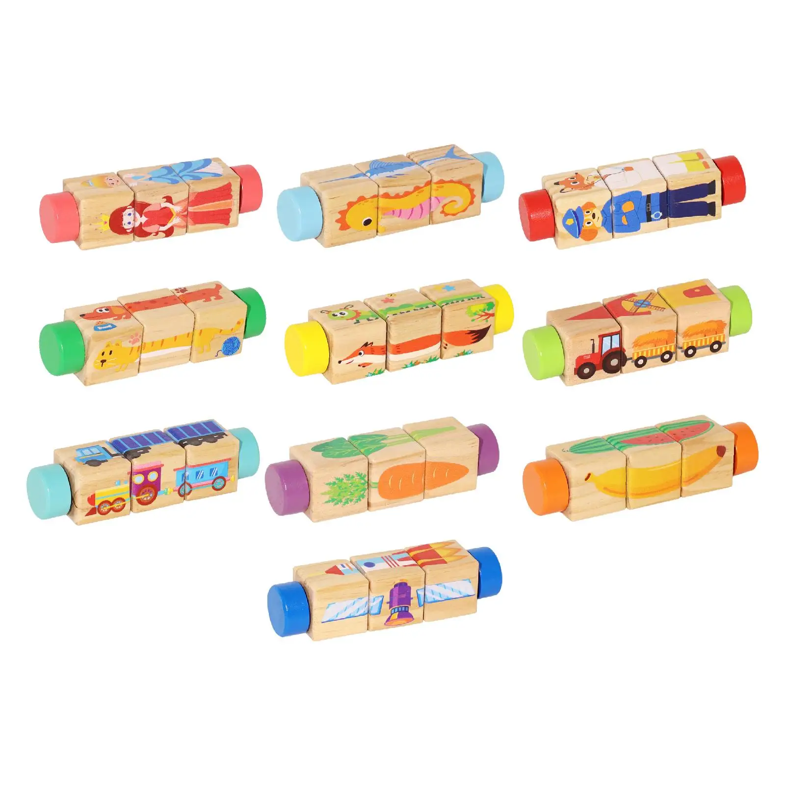 Rompecabezas giratorio de madera infantil – Juego educativo
