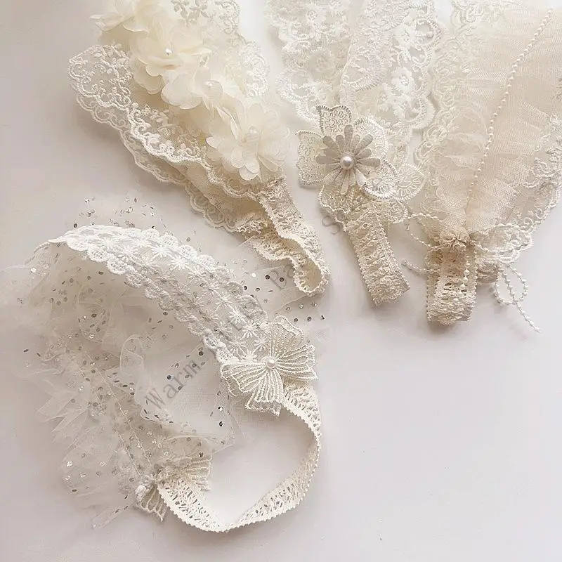 XXFE diadema de encaje ajustable para bebé, elástico suave - imagen 3