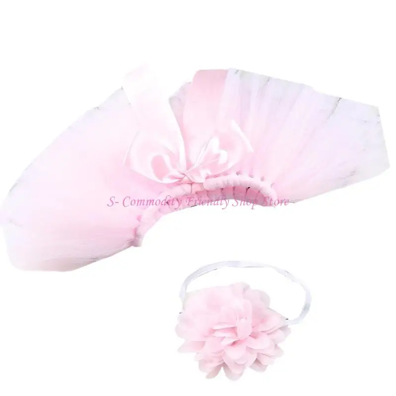 Vestido de tutú corto para bebé con diadema fotográfica - imagen 3