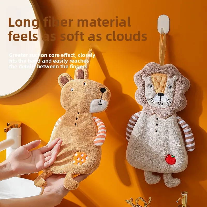 Toallas de mano infantiles con forro polar grueso animal, secado rápido - imagen 3