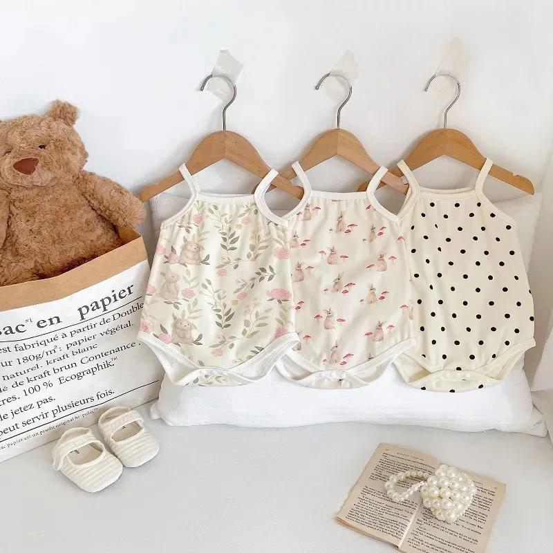 Pelele de verano estampado con tirantes finos para bebés - imagen 2