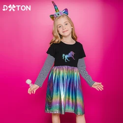 DXTON vestido a rayas de manga larga en algodón para invierno