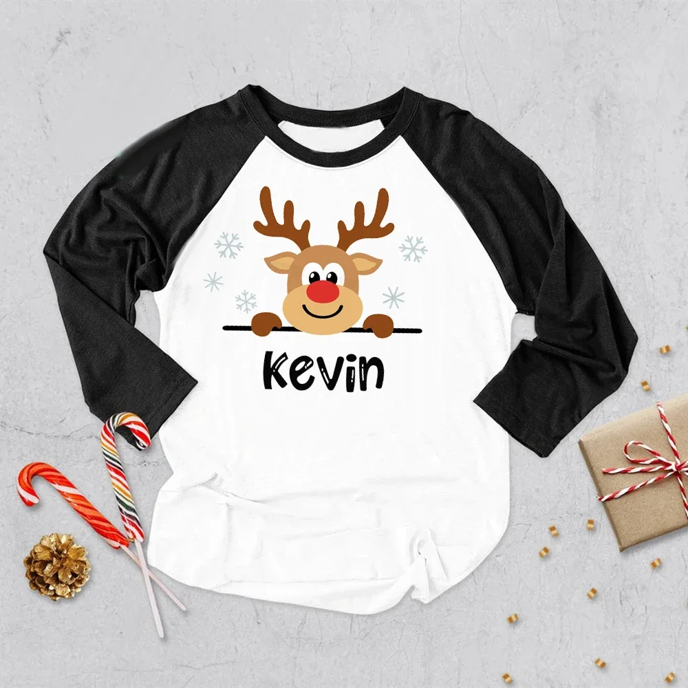 Camiseta navideña Raglán con nombre para niño - imagen 4