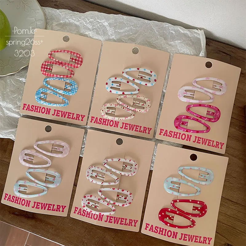 Pinzas para el pelo infantiles a presión estampado colorido dulce - imagen 4