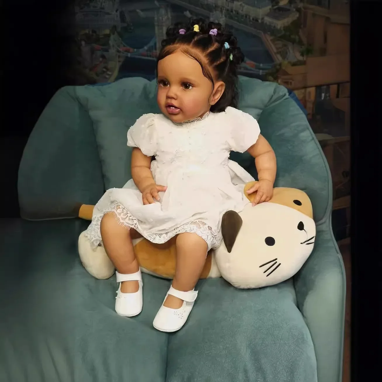 Muñeca reborn NPK de piel 3D marrón oscuro, tacto suave realista - imagen 2