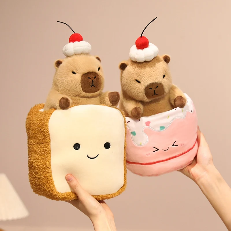 Peluche capibara tierno con cruasán y gofre, ideal regalo - imagen 4