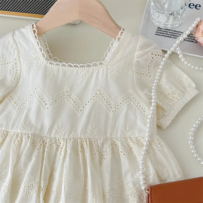 Vestido de manga globo hueca para niñas – Verano informal - imagen 4