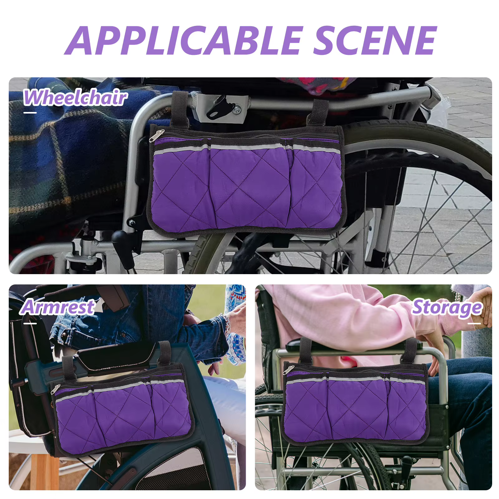 Bolsa colgante lateral para silla de ruedas con gran capacidad - imagen 5