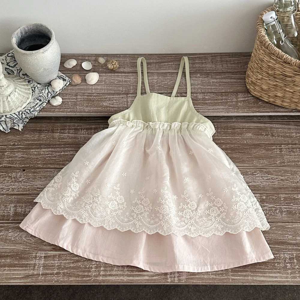 Milancel vestido de verano para bebé con flores bordadas y tirantes - imagen 5