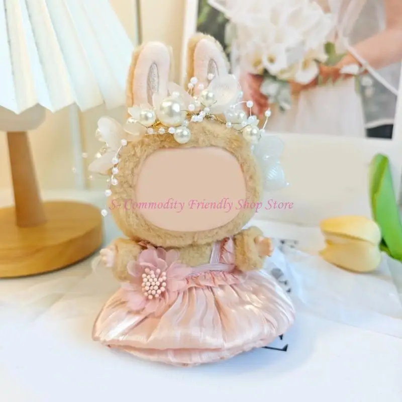 Conjunto vestido de novia y diadema para muñeca de felpa - imagen 2