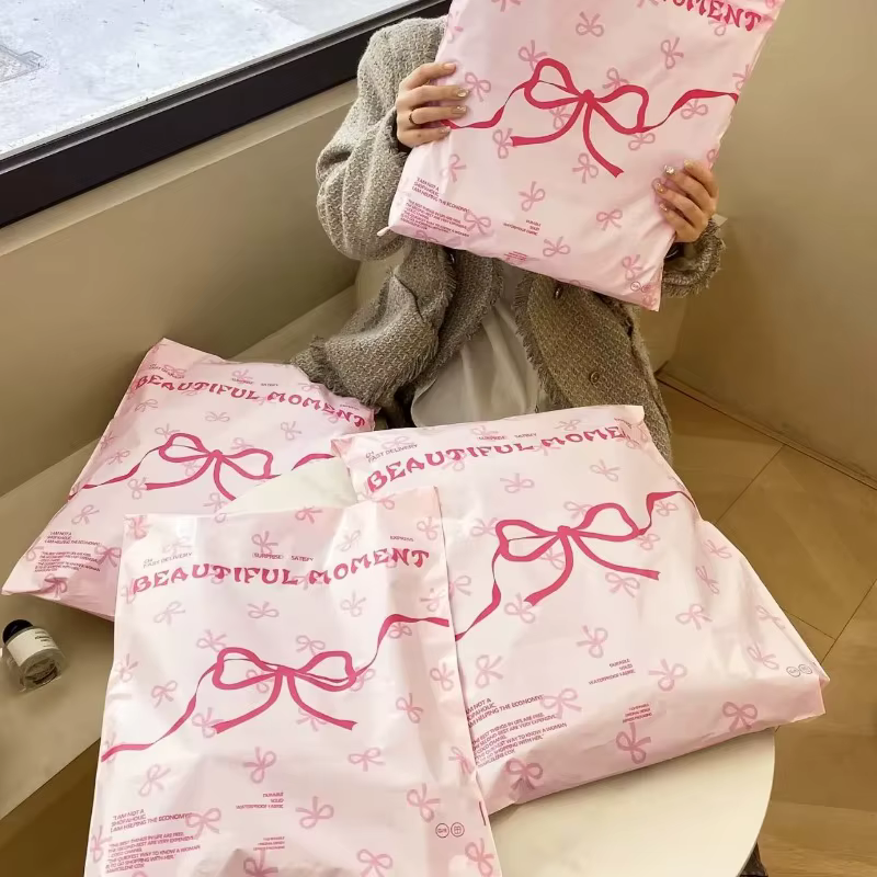 Bolsa postal impermeable para ropa con lazo y corazón