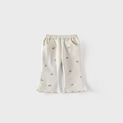 MILANCEL pantalones acampanados de otoño con flores bordadas