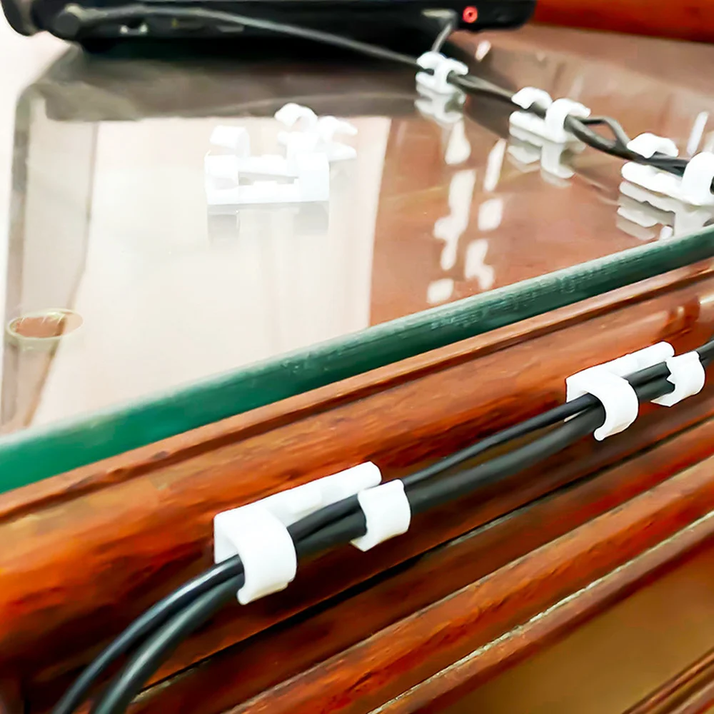 Organizador de cables con clips autoadhesivos para escritorio - imagen 4