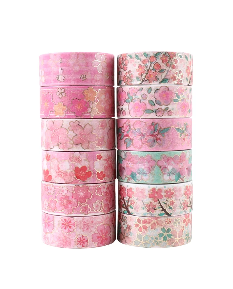 12 Uds Sakura Washi Tape para decoración de álbum de recortes