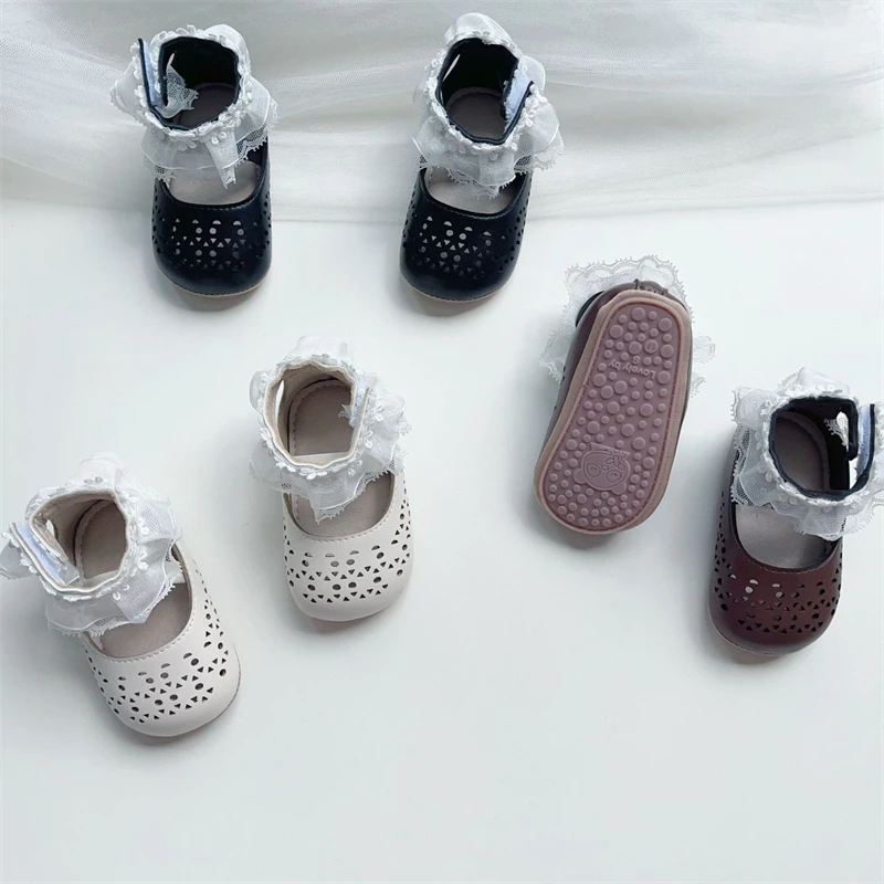 Zapatos antideslizantes para niñas con encaje de princesa - imagen 3