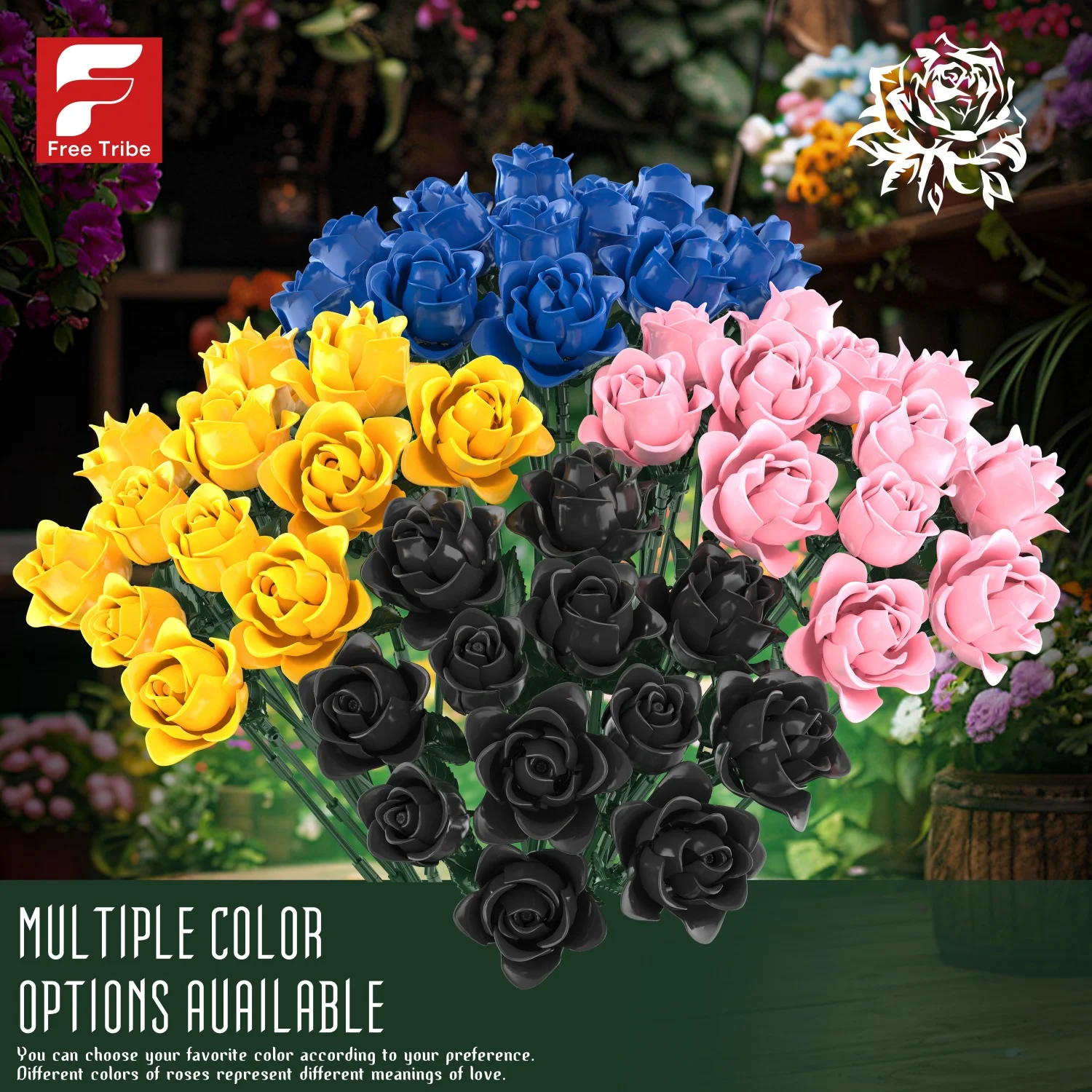 Bloques de construcción de rosas negras decorativas – RamoDIY para niños - imagen 2