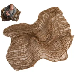 Set fotografía recién nacido: manta de lino con cesta decorativa