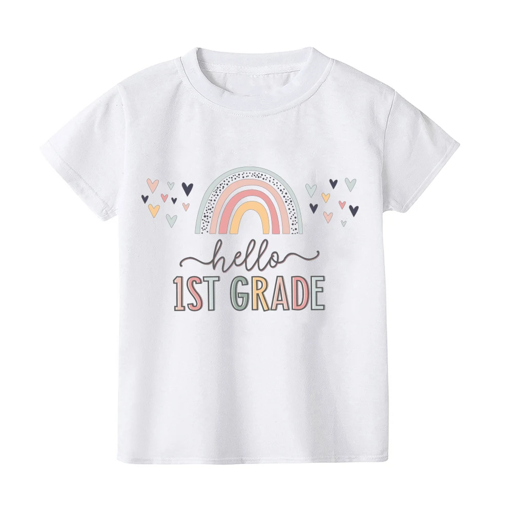 Camiseta escolar Hello First Grade para niños y niñas – Regreso al cole - imagen 2