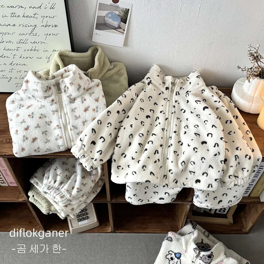 Conjunto de otoño de terciopelo doble cara cálido para niños - imagen 4