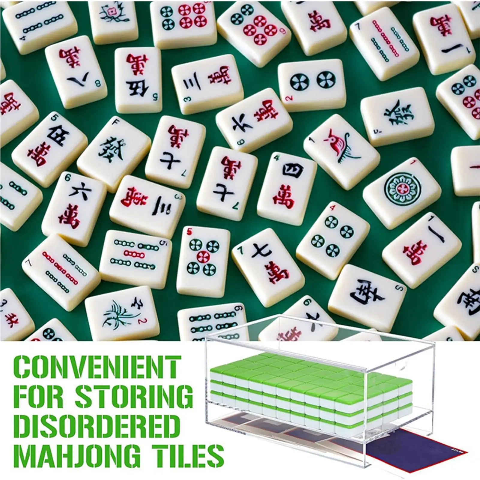 Estuche de mahjong acrílico transparente portátil para viajes - imagen 4