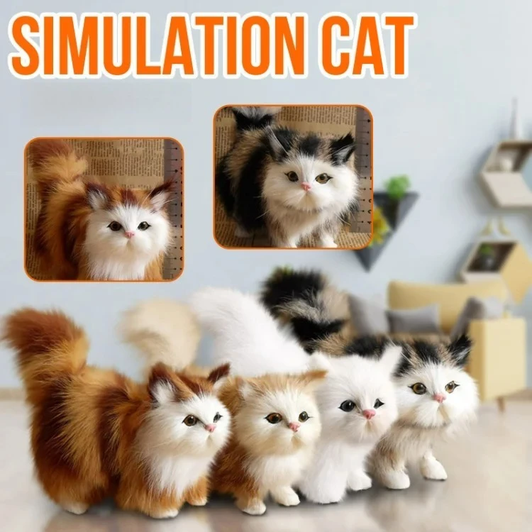 Peluche realista de gatito peludo para decoración y regalo - imagen 2
