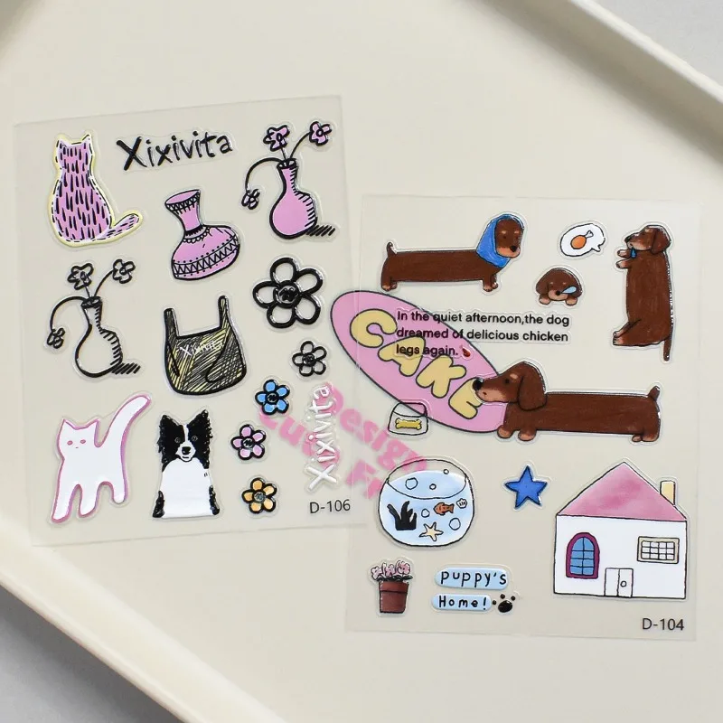 Pegatinas gato y manzana verde estilo estético para scrapbooking - imagen 5