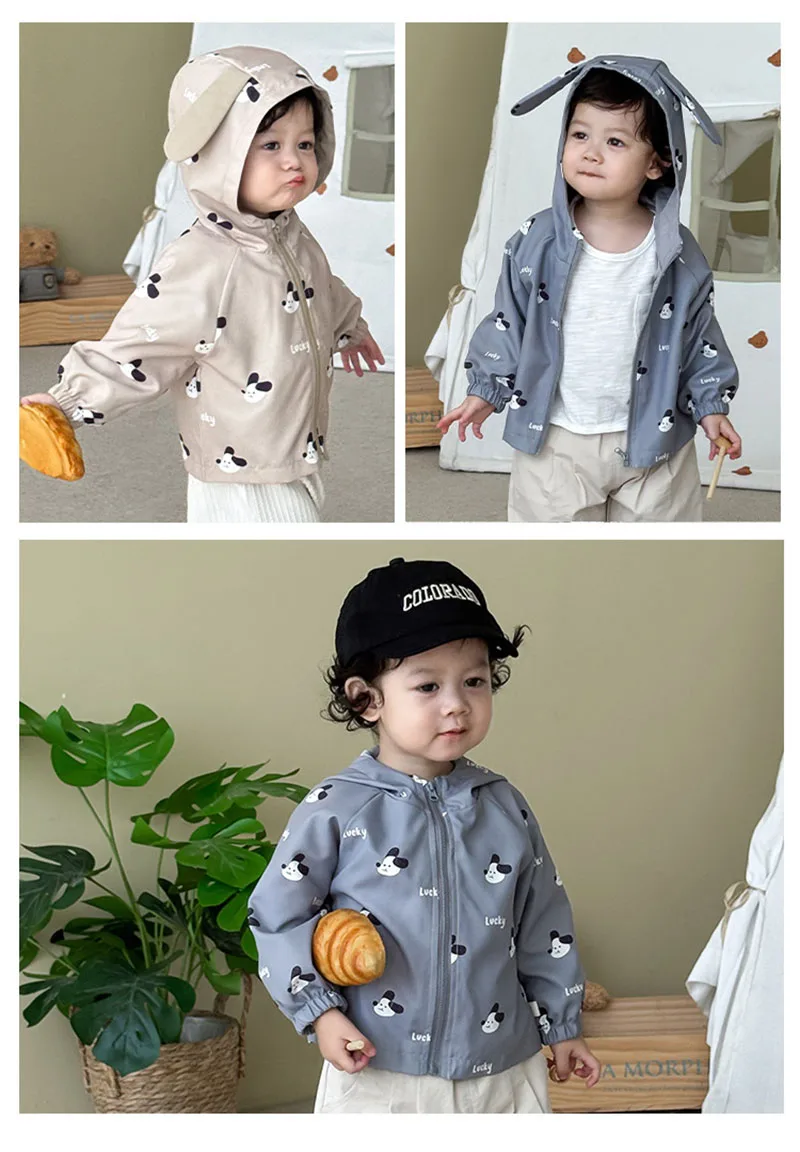 MILANCEL abrigo de otoño con capucha suave y estampado de perritos
