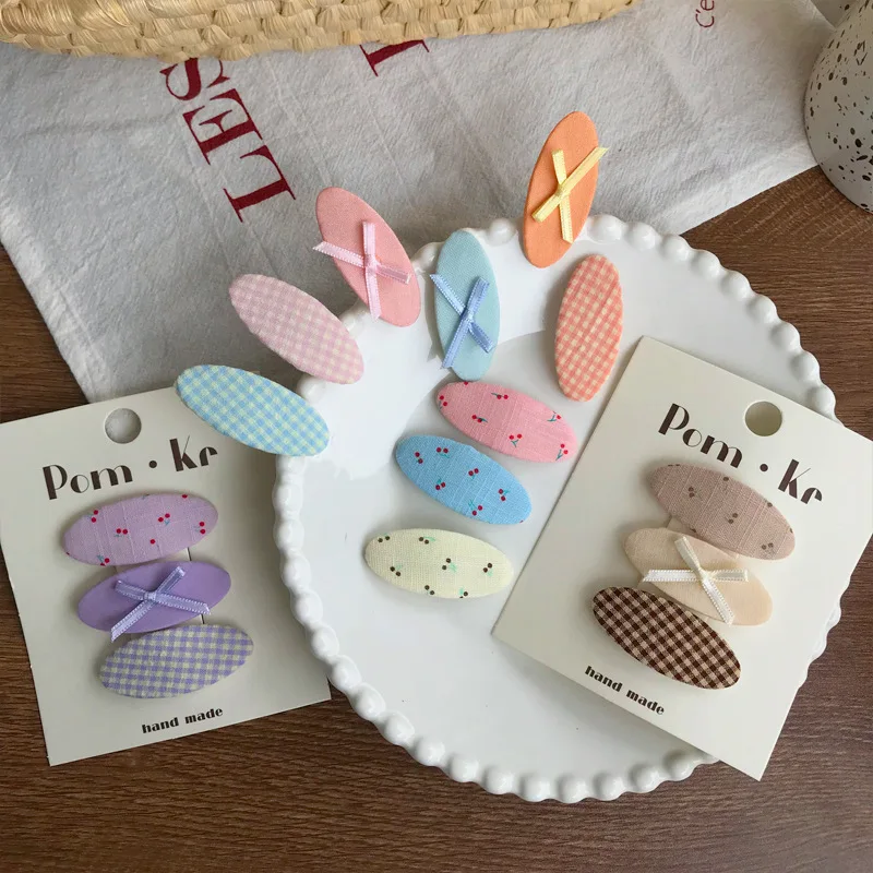 Horquilla de pelo floral y cuadros de tela con clip para niños - imagen 3