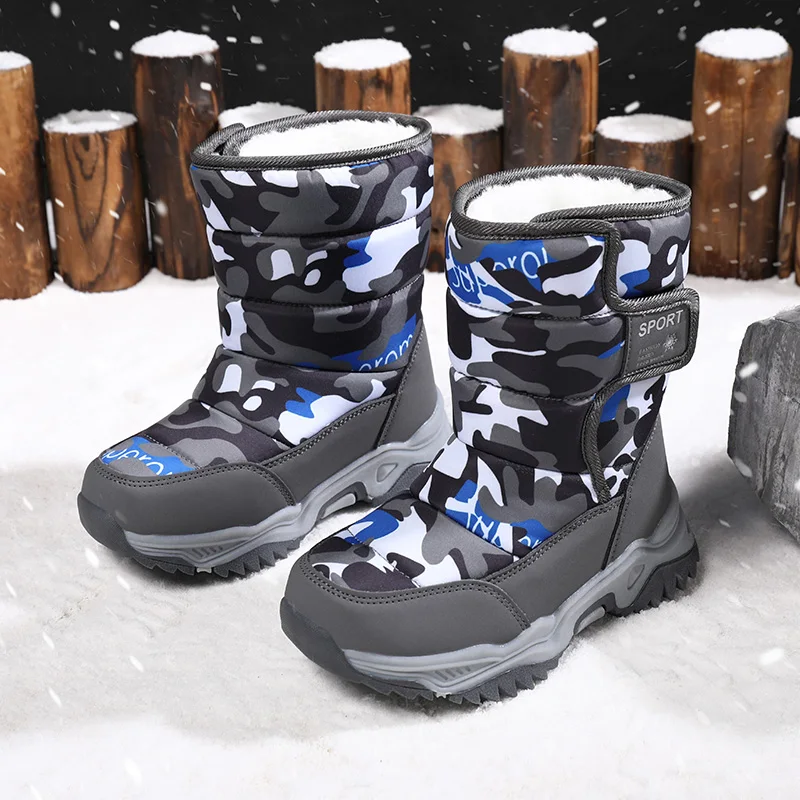 Botas de nieve infantiles impermeables con suela antideslizante