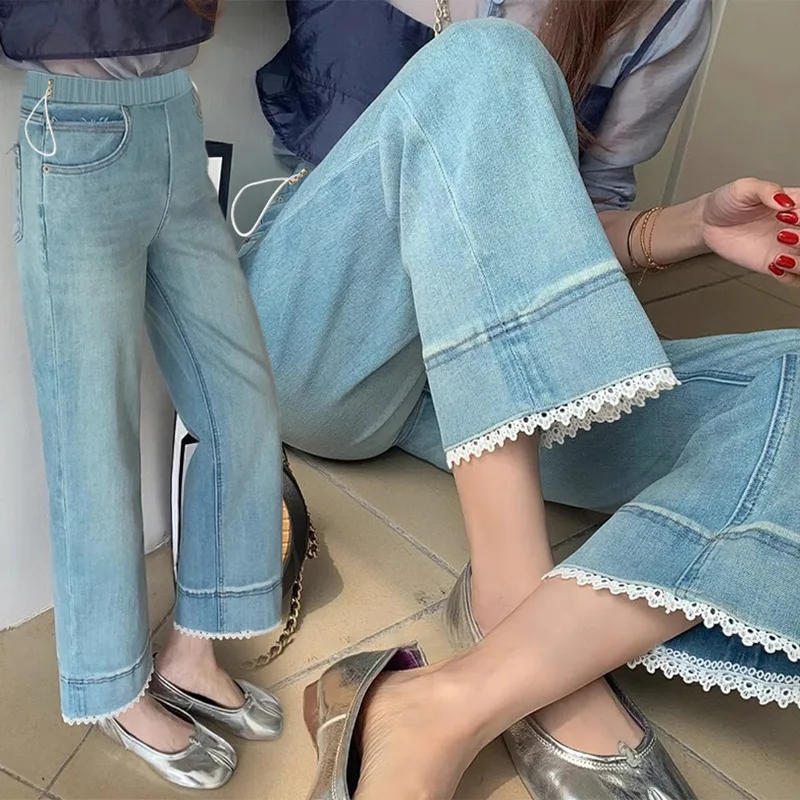 Pantalones vaqueros premamá vintage veraniegos con cordón - imagen 2