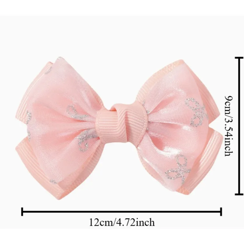 Pinzas para el cabello con lazo brillante de organza estilo fiesta - imagen 3
