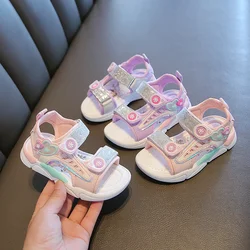 Sandalias de princesa para niña con suela blanda y estilo veraniego