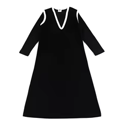 Vestido maxi negro acanalado para niña Conjunto cómodo