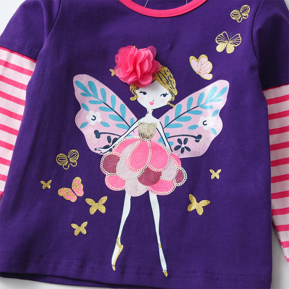 DXTON camiseta manga larga niña algodón rayas mariposa otoño - imagen 3
