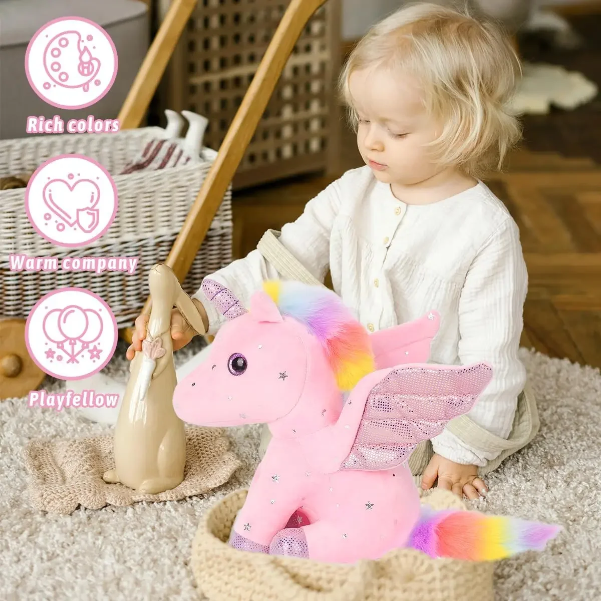 Unicornio de peluche súper suave – Regalo ideal para niñas y bebés - imagen 3