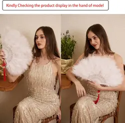 Abanico de plumas plegable estilo flapper para fiesta