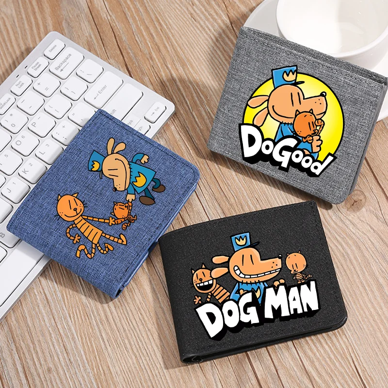 Cartera plegable corta Dog Man para niños – regalo de cómic