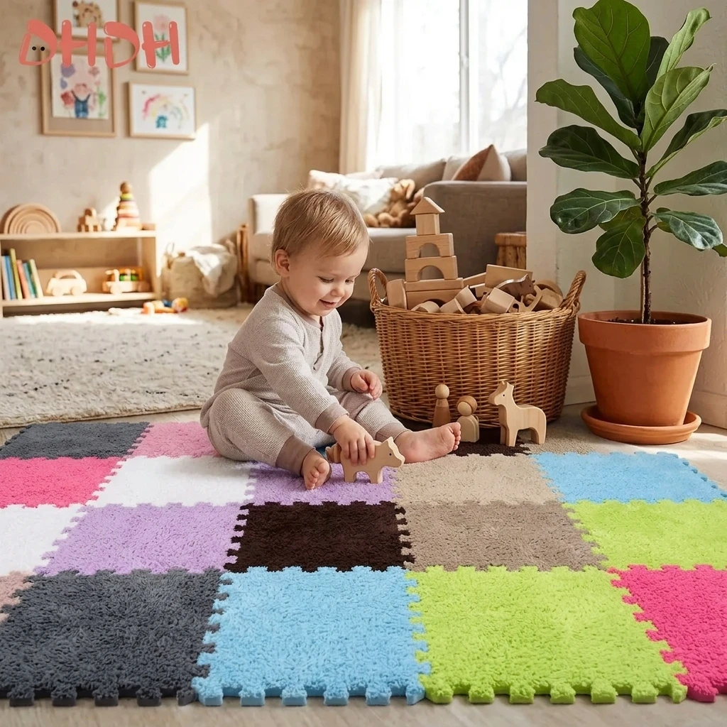 Alfombra de juego infantil de felpa suave antideslizante puzzle - imagen 4