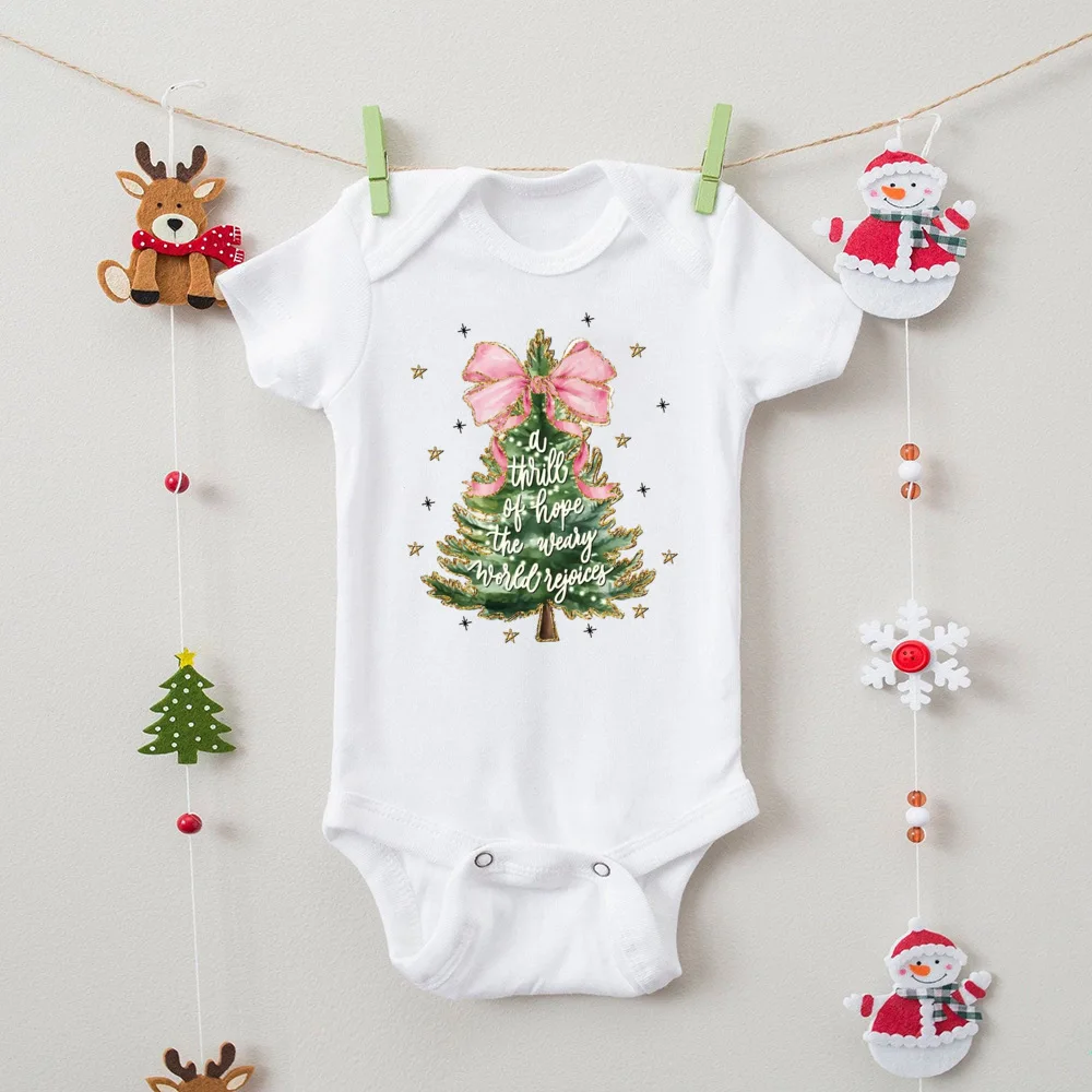 Pelele navideño para bebé con lazo de árbol – Manga corta y cómodo - imagen 5