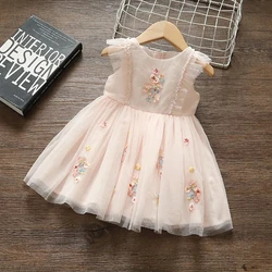Vestido princesa bordado para niña – Verano sin mangas