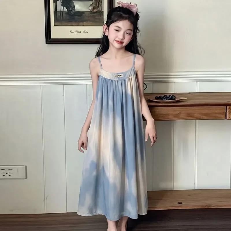 Pijama de niña verano estilo sencillo y tierno en color liso fino - imagen 3
