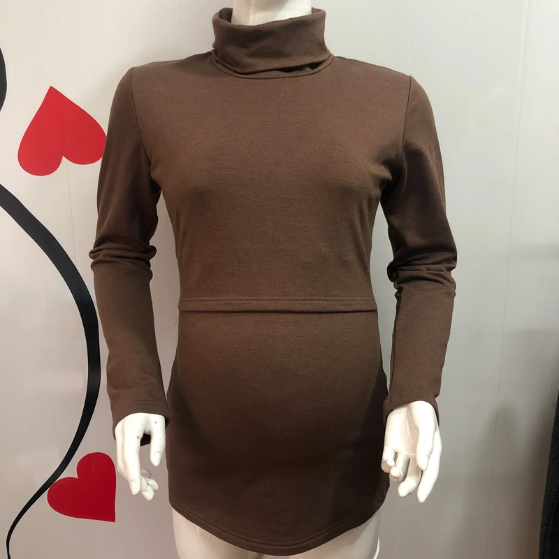 Camiseta de lactancia algodón cuello alto – Manga larga premamá - imagen 4