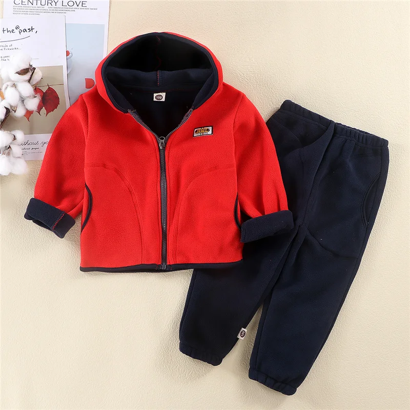 Conjunto de felpa gruesa con capucha para bebés y niños